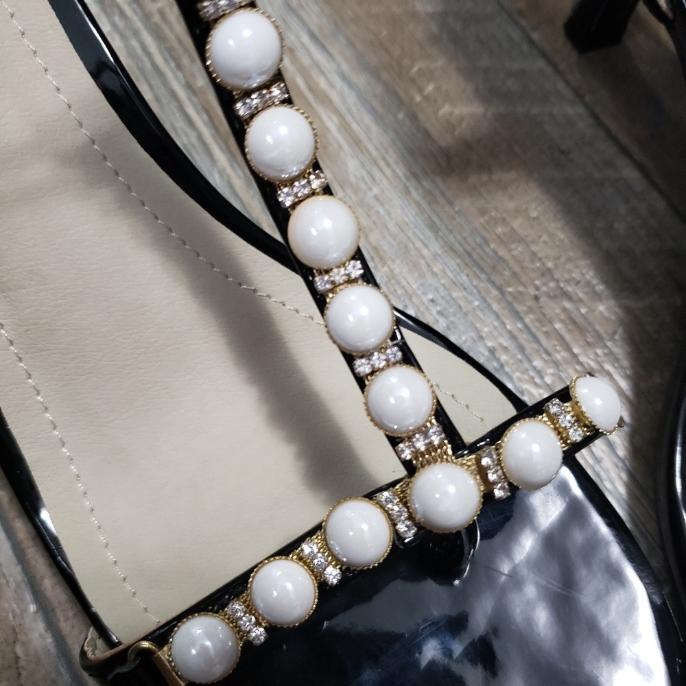 Rialto black heels with gold white details - Picture 5 of 7